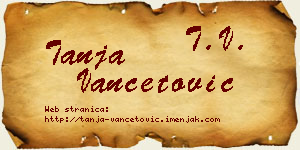 Tanja Vančetović vizit kartica